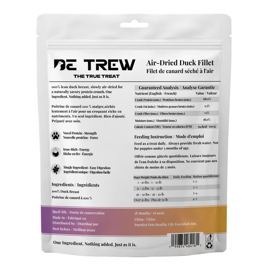 De Trew Air-Dried Duck Fillet dog treat package