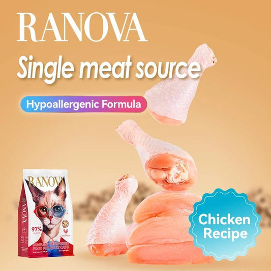 RANOVA single chicken source cat food with prebiotic ingredient information