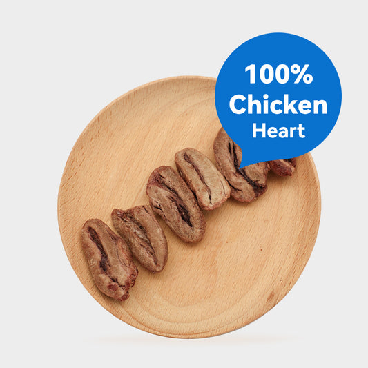 freeze-dried chicken heart pet treats made with 100% chicken heart