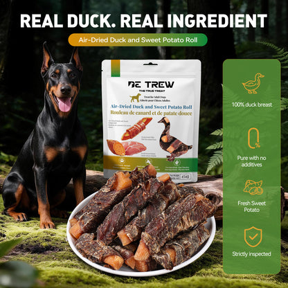 100% Air-dried duck and sweet potato dog treat roll with no additives