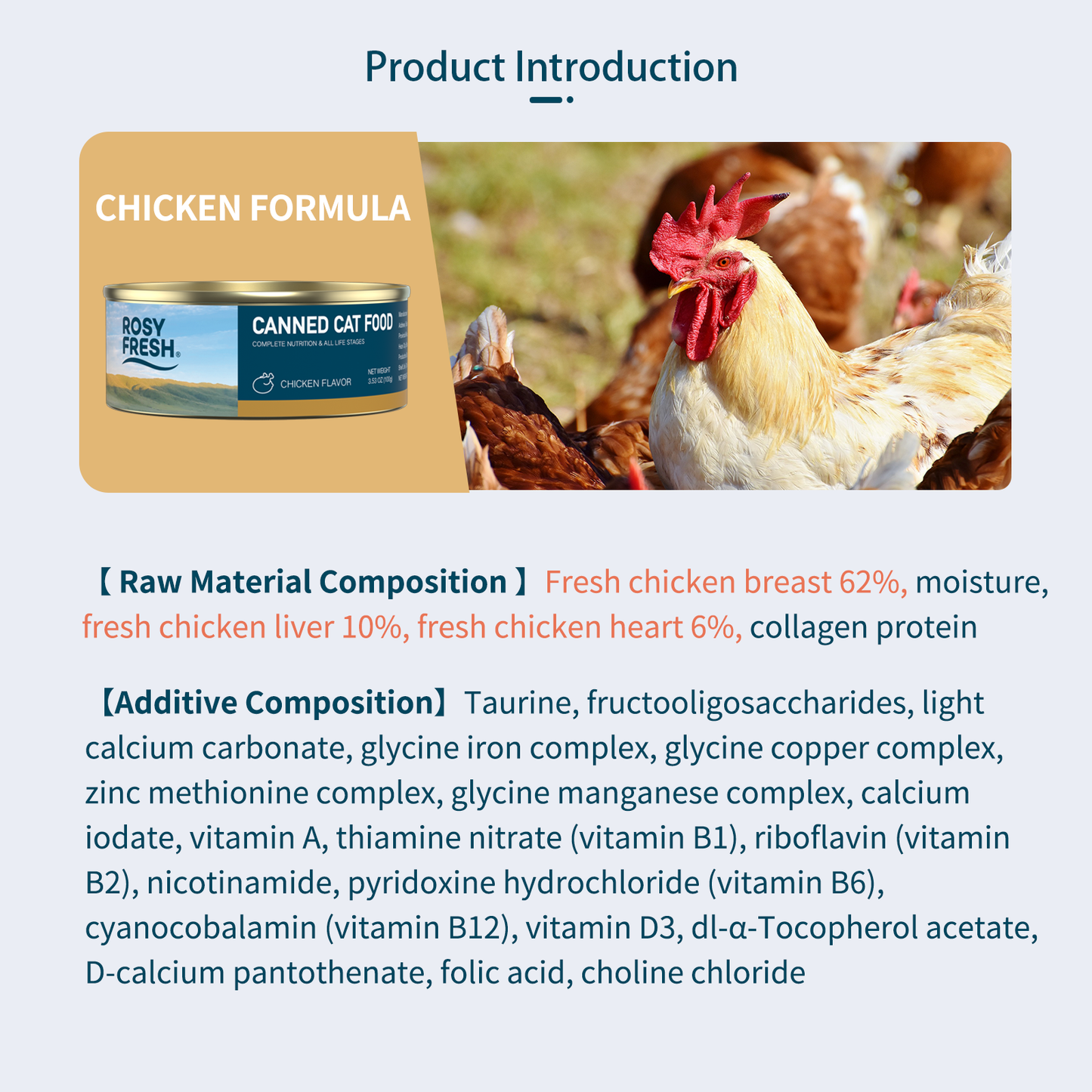 Rosy Fresh High protein Grain-free Canned Cat Food｜Mixed Flavour 100g*6 Cans/Box