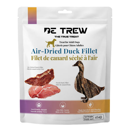 De Trew Air-Dried Duck Fillet dog treats 454g