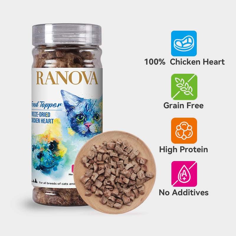 Ranova Freeze-Dried Chicken Heart Dog & Cat Food Topper | 40g