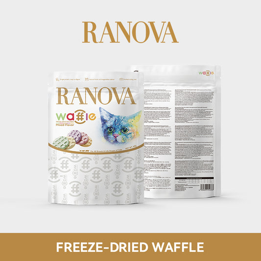 RANOVA Freeze-Dried Chicken & Liver Waffle Treats for Dogs & Cats, 60g