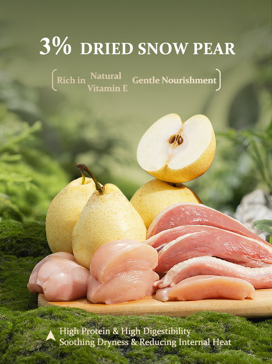 Rosy Fresh Duck & Snow Pear dog food made with duck, chicken and 3% dried snow pear