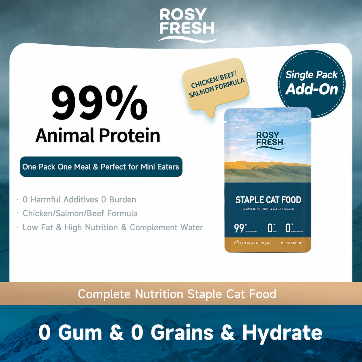 Rosy Fresh Wet Cat Food Variety flavours for Cats single pack