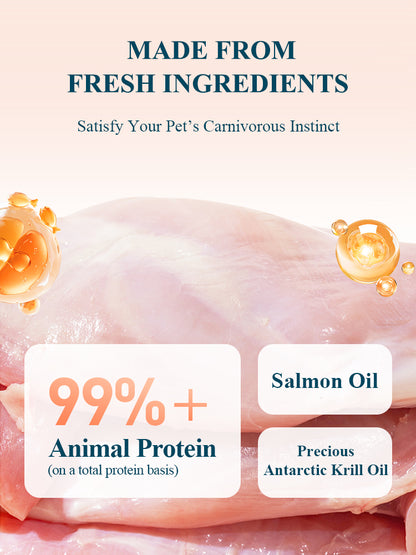 Rosy Fresh complete nutrition cat food sticks made with fresh ingredients, salmon oil and Antarctic krill oil