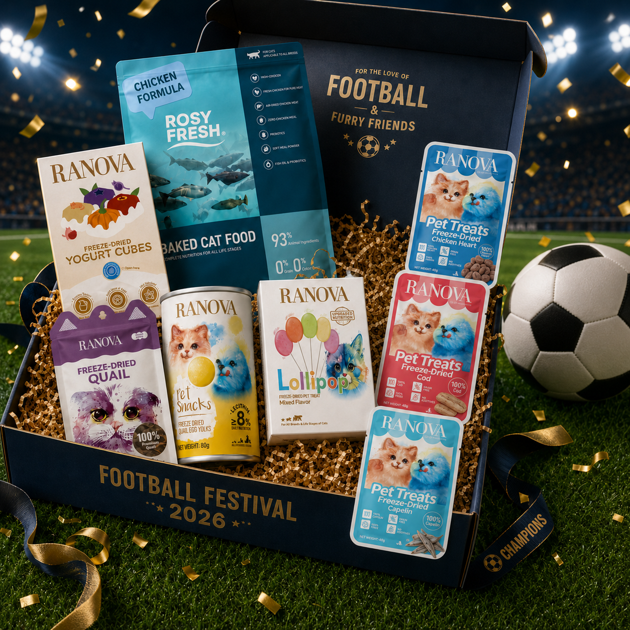 2026 Football Festival Cat Bundle | Cat Food & Freeze-Dried Treat Gift Box