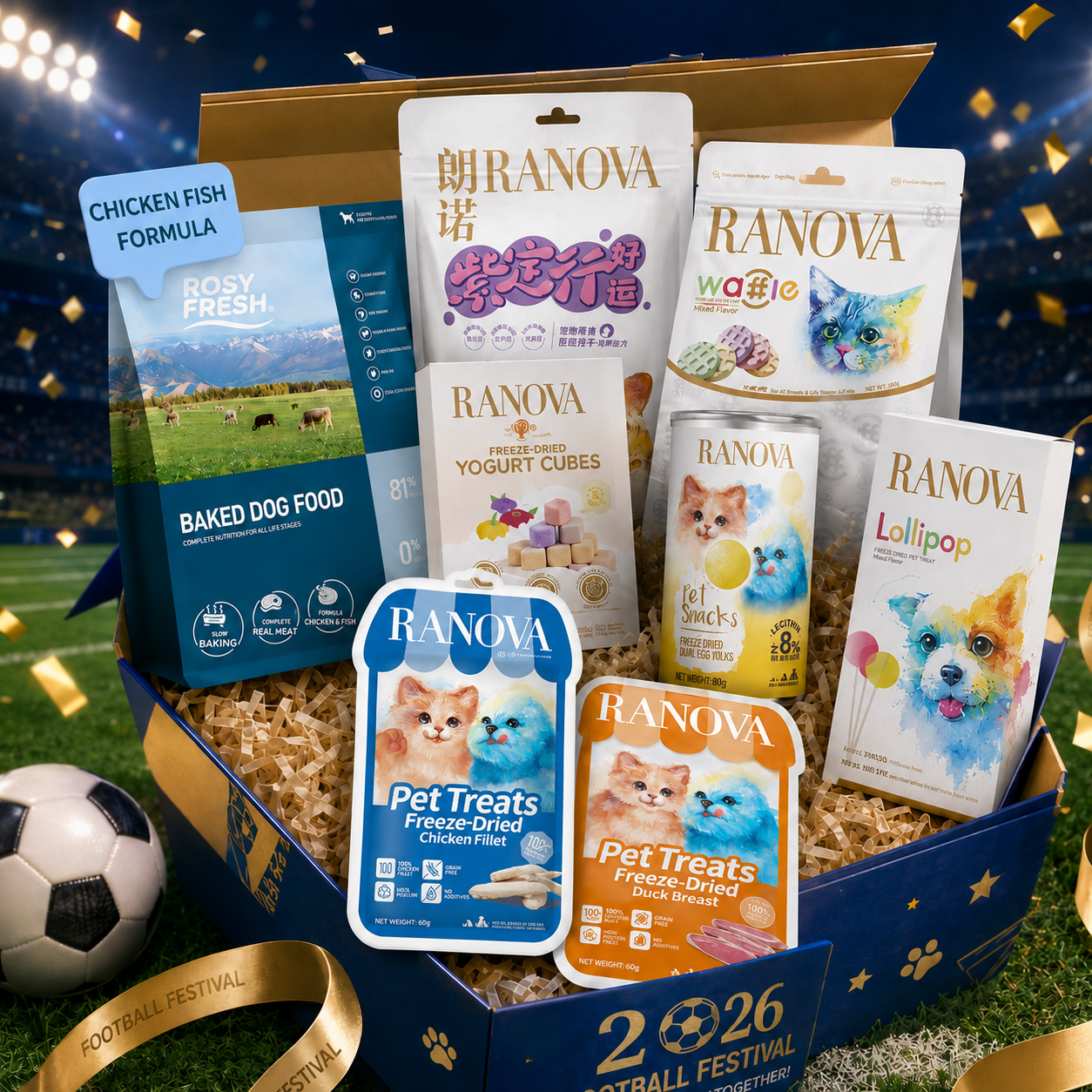 2026 Football Festival Dog Bundle | Dog Food & Freeze-Dried Treat Gift Box