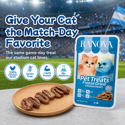 single-ingredient freeze-dried chicken heart pet treats made with 100% chicken heart